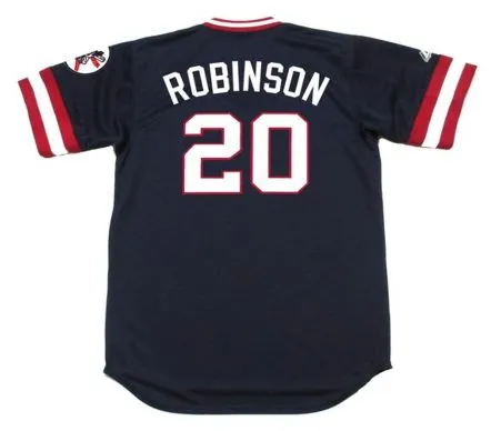 FRANK ROBINSON Cleveland Indians 1975 Away Majestic Throwback Baseball Jersey 