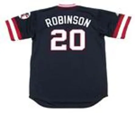FRANK ROBINSON Cleveland Indians 1975 Away Majestic Throwback Baseball Jersey 