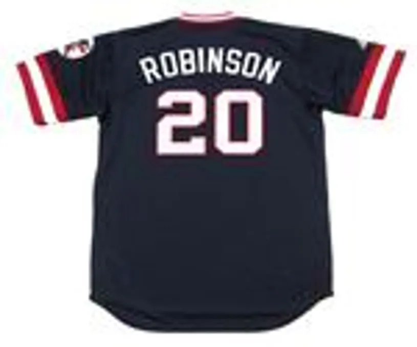 FRANK ROBINSON Cleveland Indians 1975 Away Majestic Throwback Baseball Jersey 