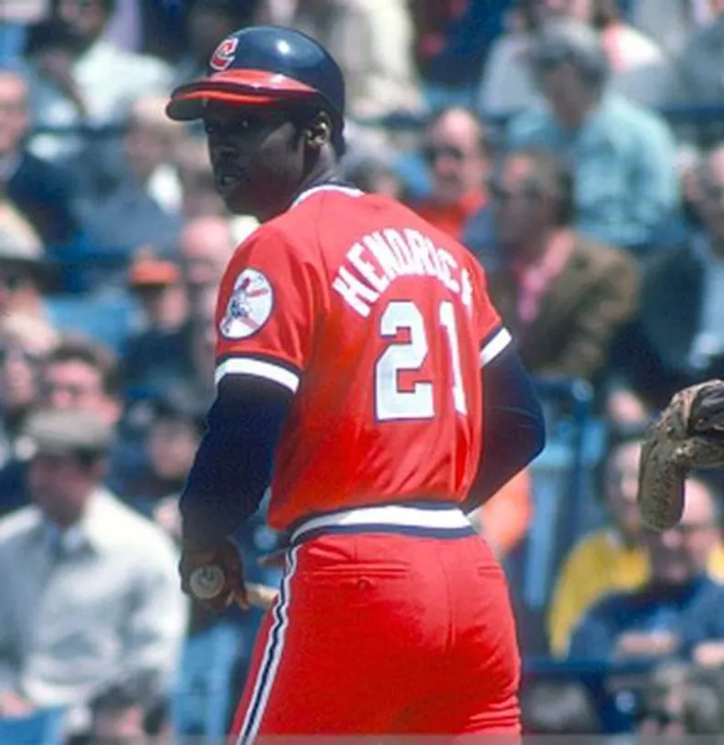 GEORGE HENDRICK Cleveland Indians 1975 Majestic Cooperstown Throwback Jersey 