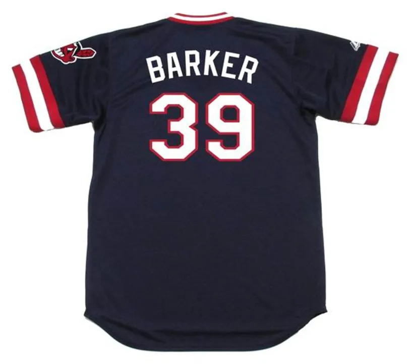LEN BARKER Cleveland Indians 1982 Majestic Cooperstown Throwback Away Jersey 