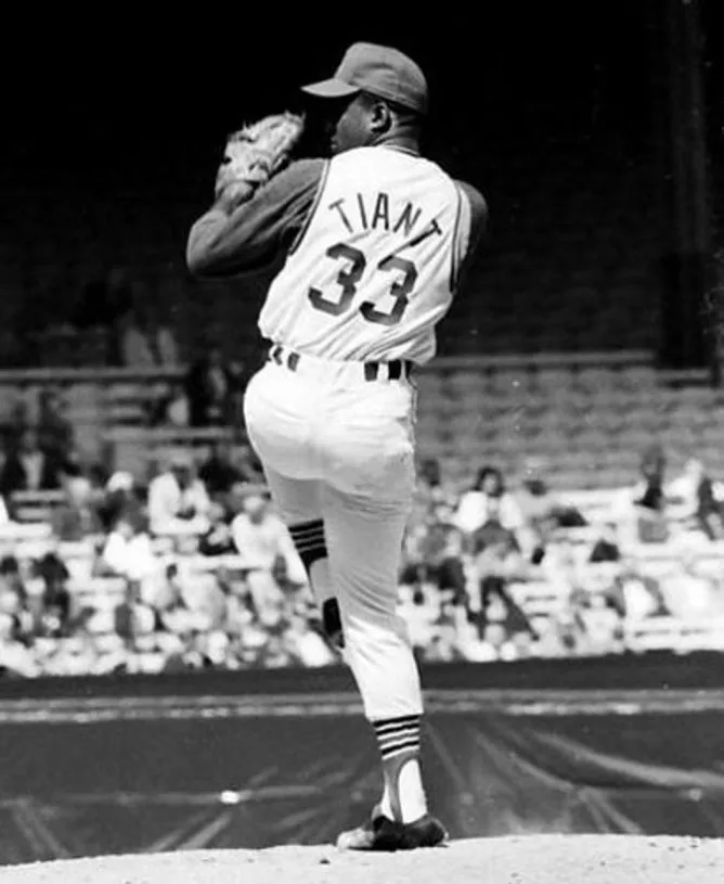 LUIS TIANT Cleveland Indians 1969 Majestic Cooperstown Home Baseball Jersey 