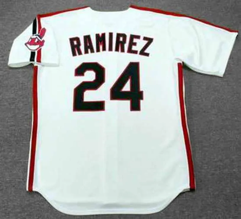 MANNY RAMIREZ Cleveland Indians 1993 Home Majestic Baseball Throwback Jersey 