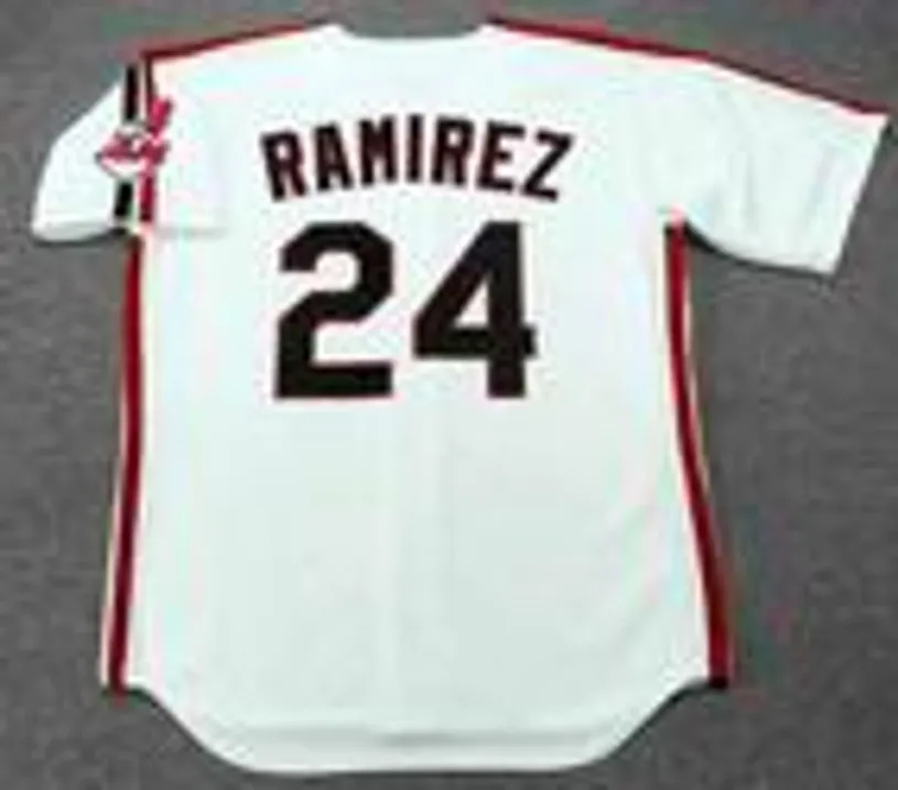 MANNY RAMIREZ Cleveland Indians 1993 Home Majestic Baseball Throwback Jersey 