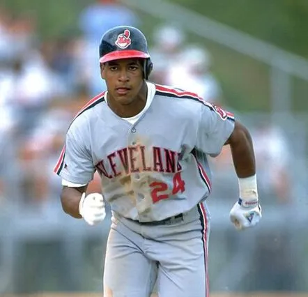 MANNY RAMIREZ Cleveland Indians 1993 Majestic Throwback Away Baseball Jersey 