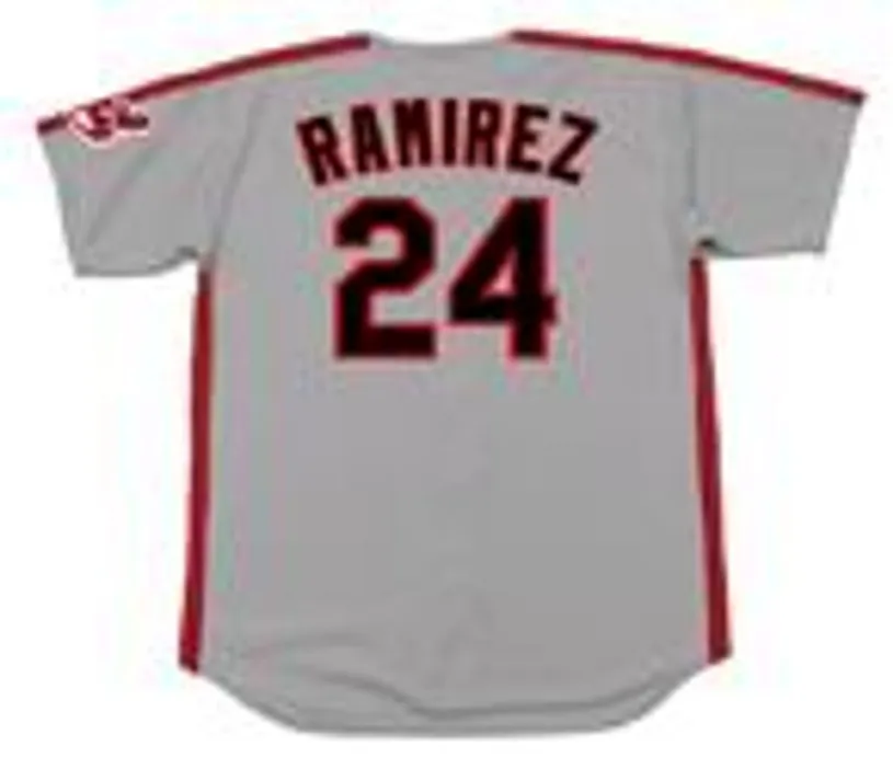 MANNY RAMIREZ Cleveland Indians 1993 Majestic Throwback Away Baseball Jersey 