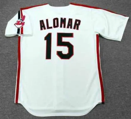 SANDY ALOMAR Cleveland Indians 1990 Majestic Throwback Home Baseball Jersey 