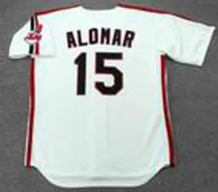 SANDY ALOMAR Cleveland Indians 1990 Majestic Throwback Home Baseball Jersey 