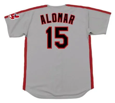 SANDY ALOMAR Cleveland Indians 1993 Majestic Throwback Away Baseball Jersey 