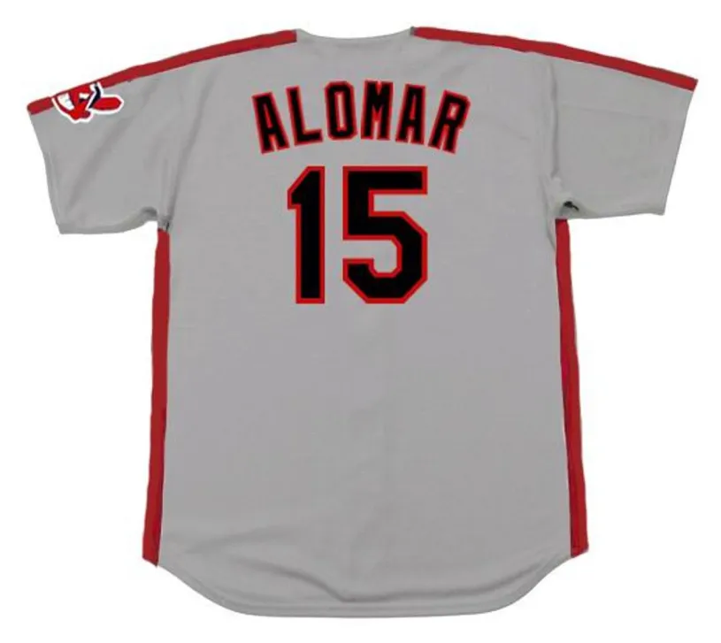 SANDY ALOMAR Cleveland Indians 1993 Majestic Throwback Away Baseball Jersey 