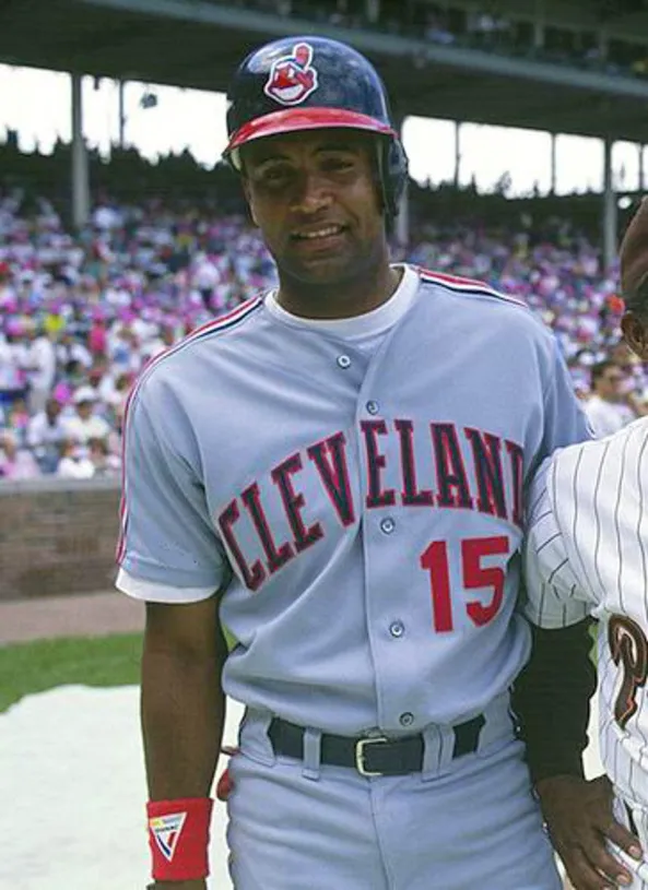 SANDY ALOMAR Cleveland Indians 1993 Majestic Throwback Away Baseball Jersey 