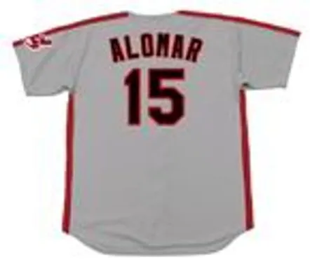 SANDY ALOMAR Cleveland Indians 1993 Majestic Throwback Away Baseball Jersey 