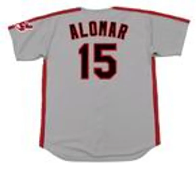 SANDY ALOMAR Cleveland Indians 1993 Majestic Throwback Away Baseball Jersey 