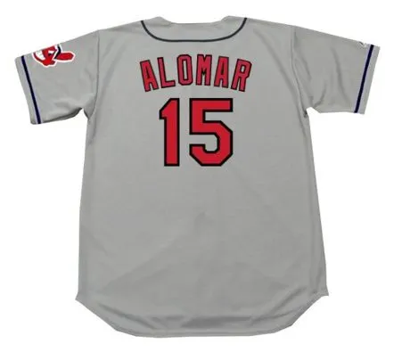 SANDY ALOMAR Cleveland Indians 1997 Majestic Throwback Away Baseball Jersey 