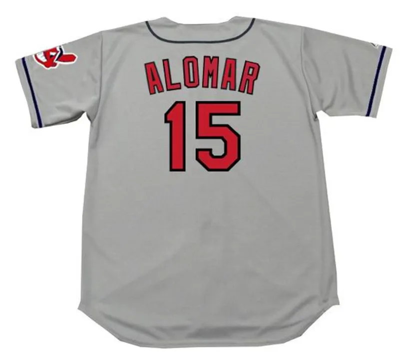 SANDY ALOMAR Cleveland Indians 1997 Majestic Throwback Away Baseball Jersey 