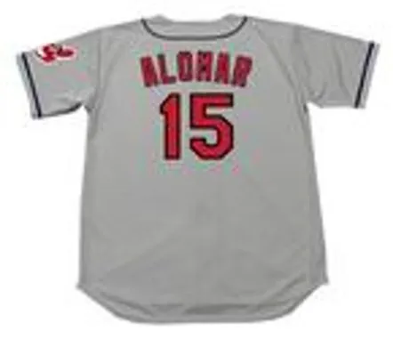 SANDY ALOMAR Cleveland Indians 1997 Majestic Throwback Away Baseball Jersey 