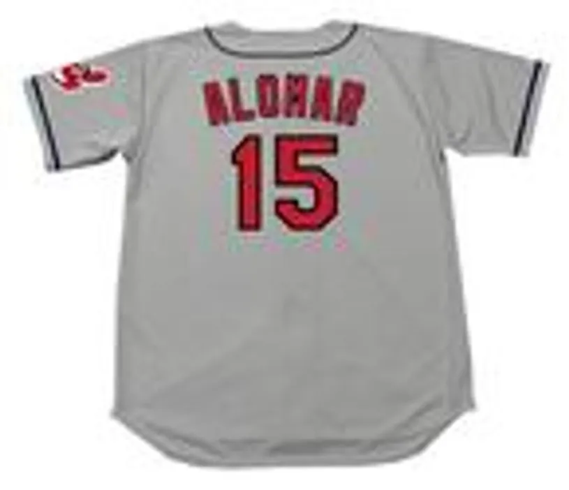 SANDY ALOMAR Cleveland Indians 1997 Majestic Throwback Away Baseball Jersey 
