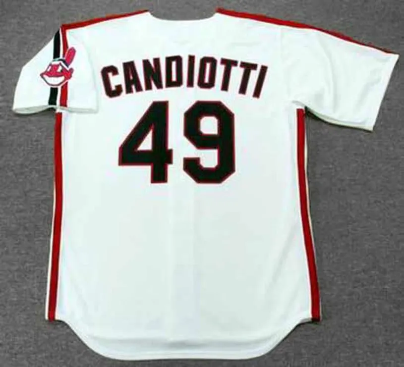 TOM CANDIOTTI Cleveland Indians 1990 Majestic Throwback Home Baseball Jersey 