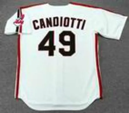 TOM CANDIOTTI Cleveland Indians 1990 Majestic Throwback Home Baseball Jersey 