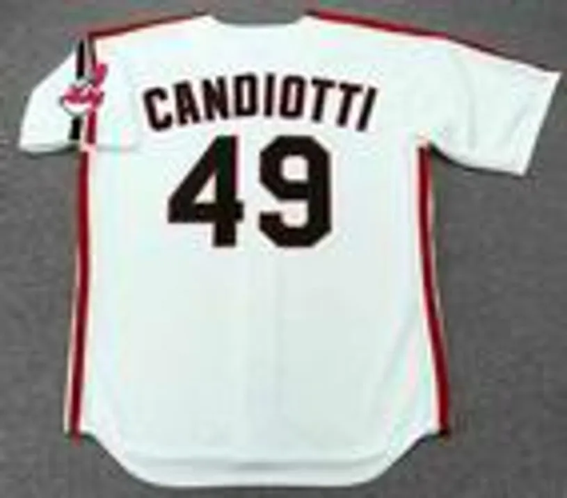 TOM CANDIOTTI Cleveland Indians 1990 Majestic Throwback Home Baseball Jersey 