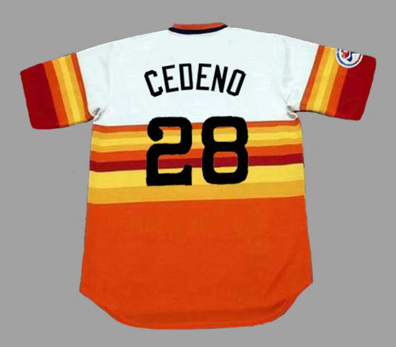 CESAR CEDENO Houston Astros 1976 Home Majestic Baseball Throwback Jersey 