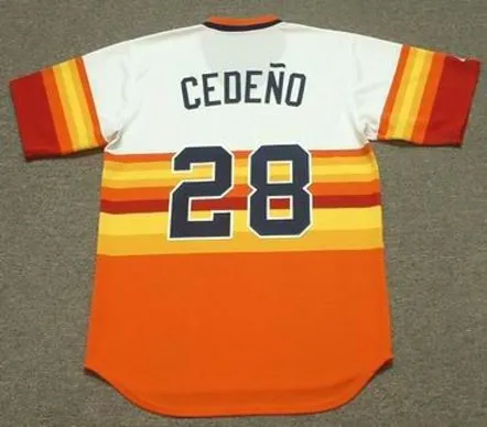 CESAR CEDENO Houston Astros 1980 Home Majestic Baseball Throwback Jersey 