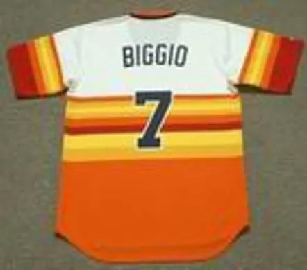 CRAIG BIGGIO Houston Astros 1980’s Majestic Cooperstown Throwback Baseball Jersey 