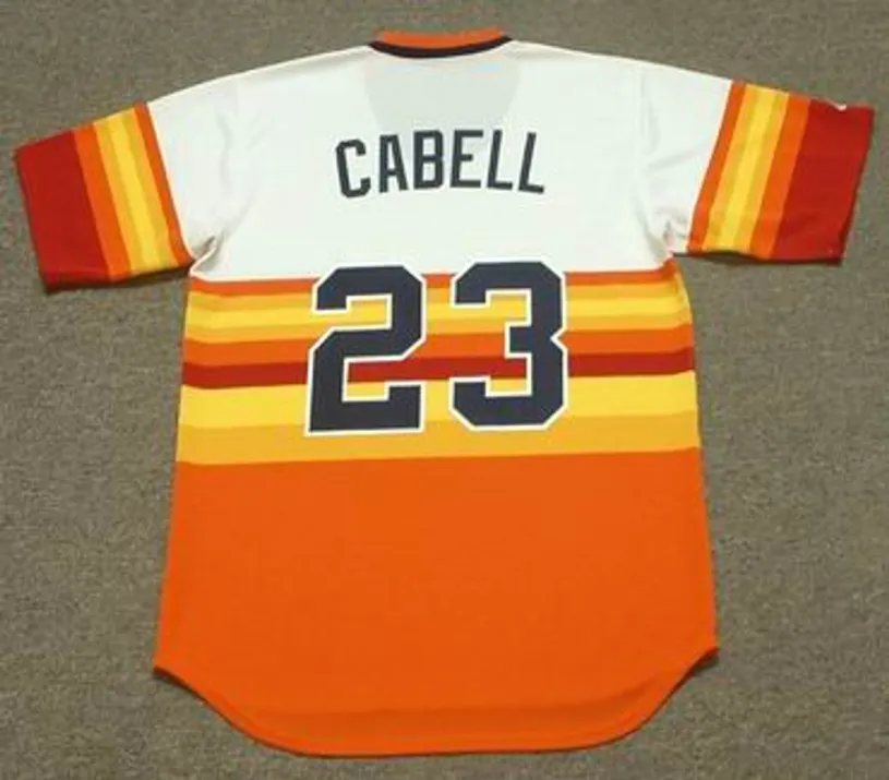 ENOS CABELL Houston Astros 1980 Majestic Cooperstown Throwback Baseball Jersey 