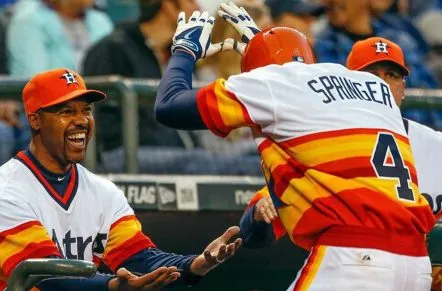 GEORGE SPRINGER Houston Astros 1980’s Home Majestic Throwback Baseball Jersey 