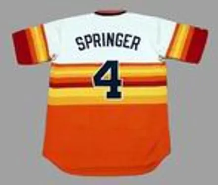 GEORGE SPRINGER Houston Astros 1980’s Home Majestic Throwback Baseball Jersey 