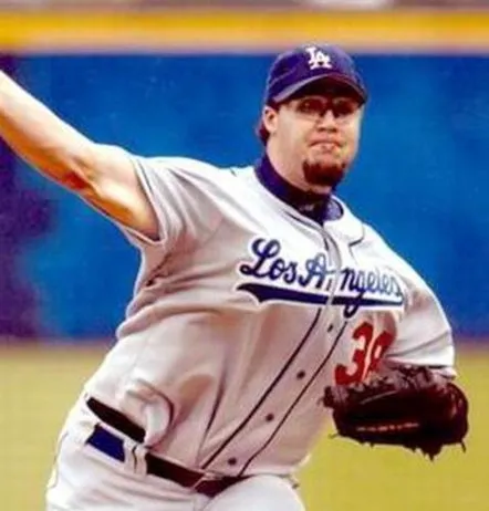 ERIC GAGNE Los Angeles Dodgers 2003 Majestic Throwback Away Baseball Jersey 