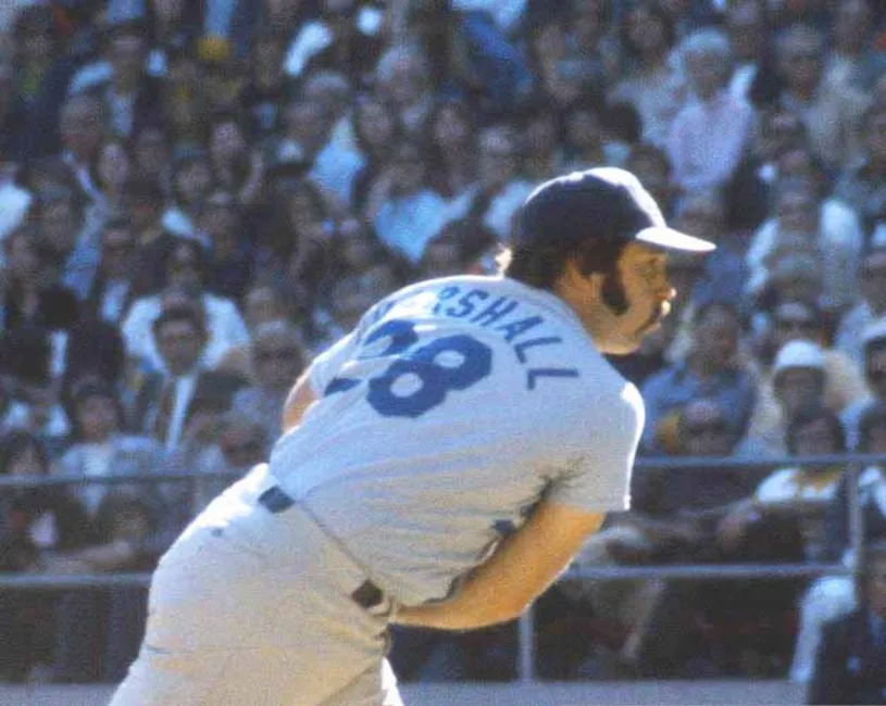 MIKE MARSHALL Los Angeles Dodgers 1974 Away Majestic Throwback Baseball Jersey 