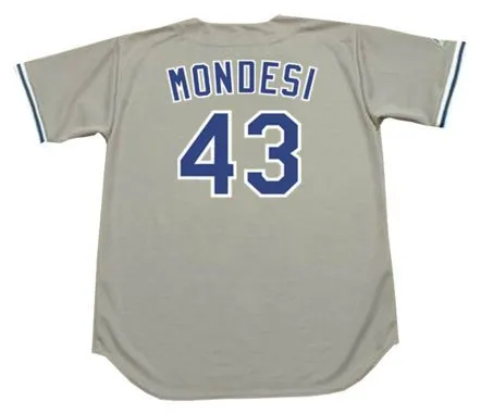 RAUL MONDESI Los Angeles Dodgers 1997 Away Majestic Baseball Throwback Jersey 