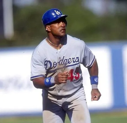 RAUL MONDESI Los Angeles Dodgers 1997 Away Majestic Baseball Throwback Jersey 