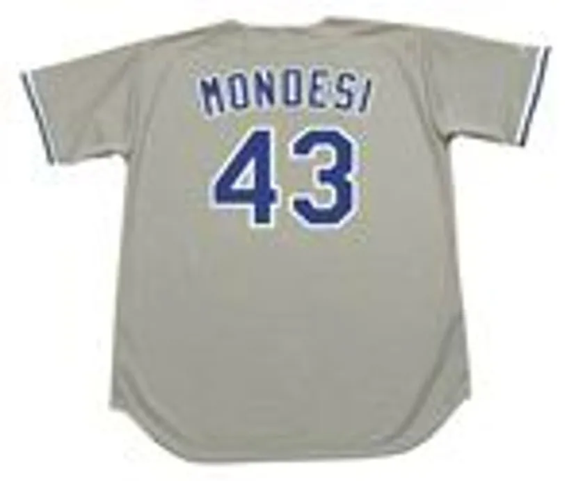 RAUL MONDESI Los Angeles Dodgers 1997 Away Majestic Baseball Throwback Jersey 