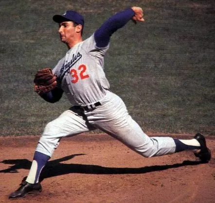 SANDY KOUFAX Los Angeles Dodgers 1965 Away Majestic Baseball Throwback Jersey 