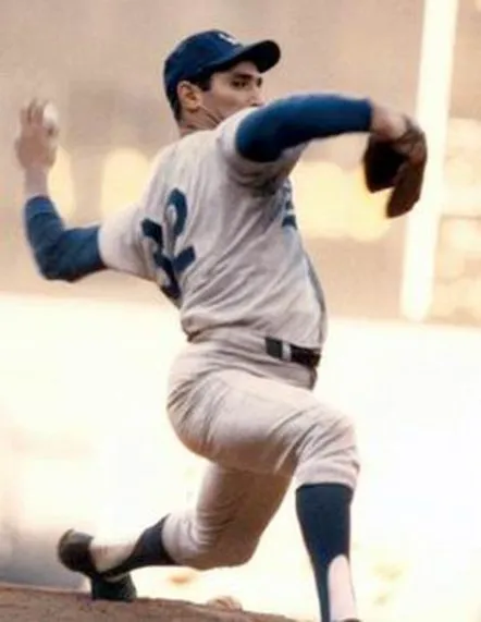 SANDY KOUFAX Los Angeles Dodgers 1965 Away Majestic Baseball Throwback Jersey 
