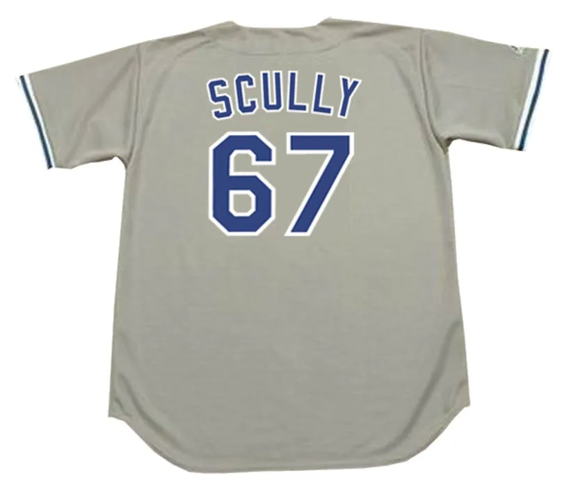 VIN SCULLY Los Angeles Dodgers 1980’s Away Majestic Baseball Throwback Jersey 