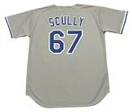 VIN SCULLY Los Angeles Dodgers 1980’s Away Majestic Baseball Throwback Jersey 