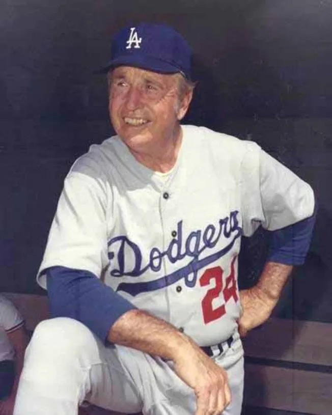 WALTER ALSTON Los Angeles Dodgers 1974 Away Majestic Throwback Baseball Jersey 