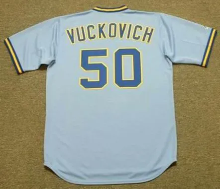 PETE VUCKOVICH Milwaukee Brewers 1982 Majestic Cooperstown Throwback Away Jersey 