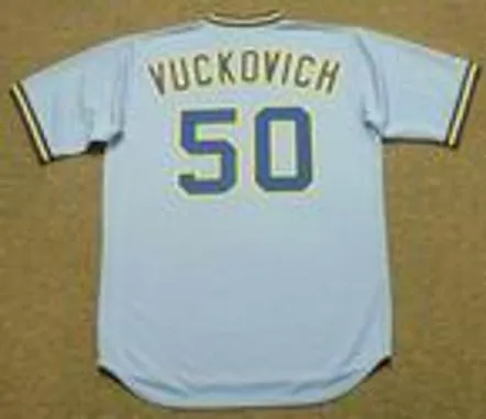 PETE VUCKOVICH Milwaukee Brewers 1982 Majestic Cooperstown Throwback Away Jersey 