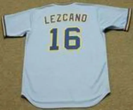 SIXTO LEZCANO Milwaukee Brewers 1975 Majestic Athletic Cooperstown Throwback Away Jersey 