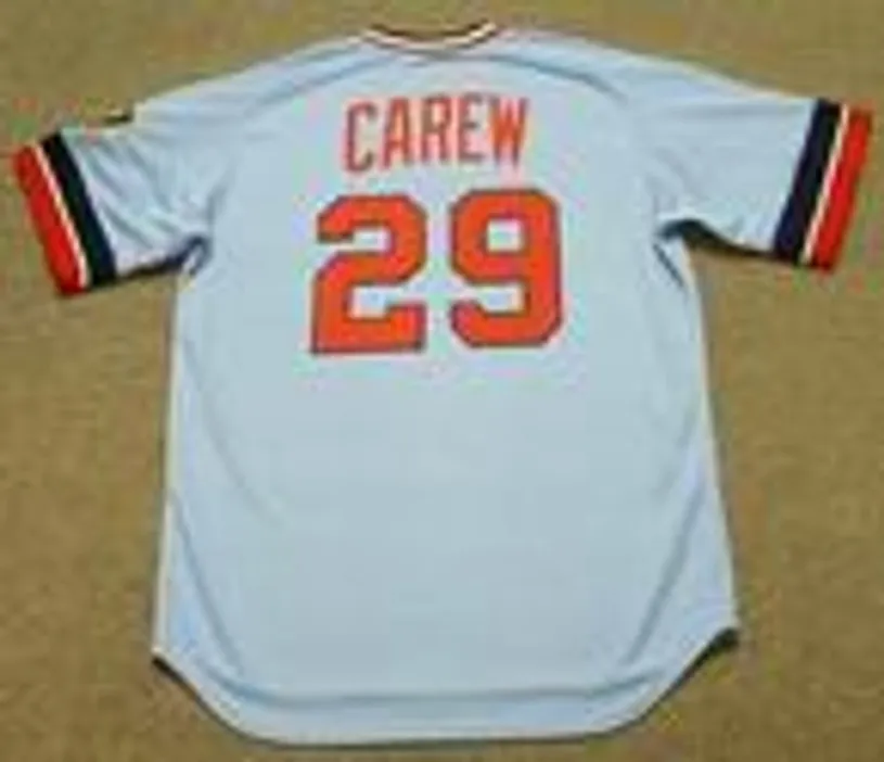 ROD CAREW Minnesota Twins 1977 Majestic Cooperstown Throwback Baseball Jersey 