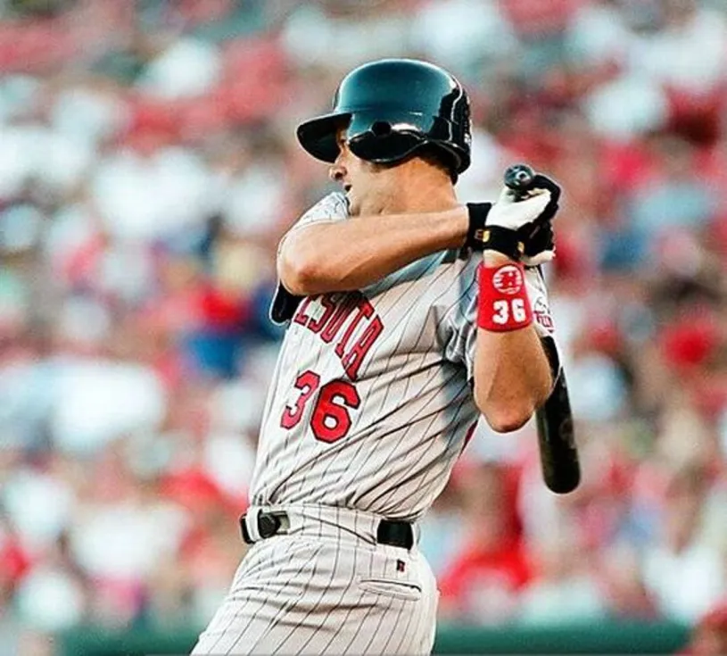 TERRY STEINBACH Minnesota Twins 1997 Majestic Throwback Away Baseball Jersey 