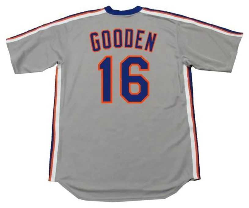 DWIGHT GOODEN New York Mets 1987 Majestic Cooperstown Away Baseball Jersey 