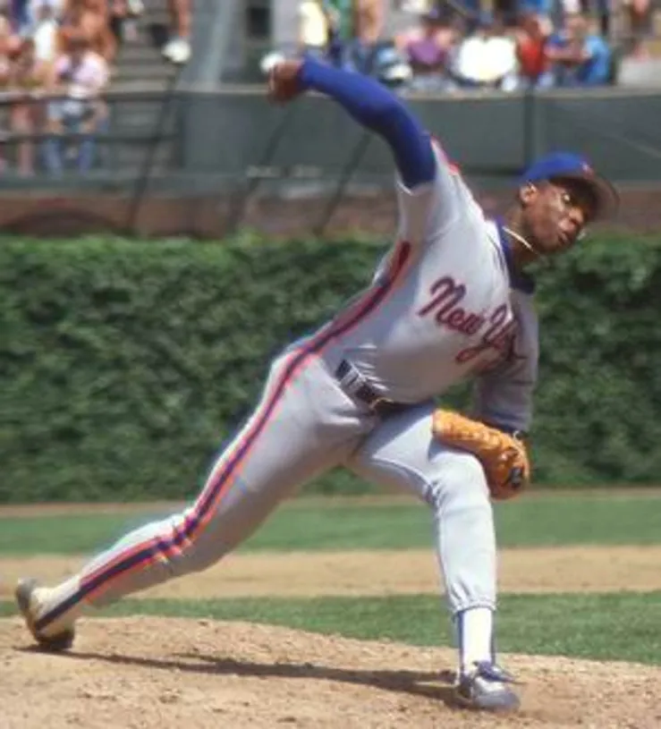 DWIGHT GOODEN New York Mets 1987 Majestic Cooperstown Away Baseball Jersey 