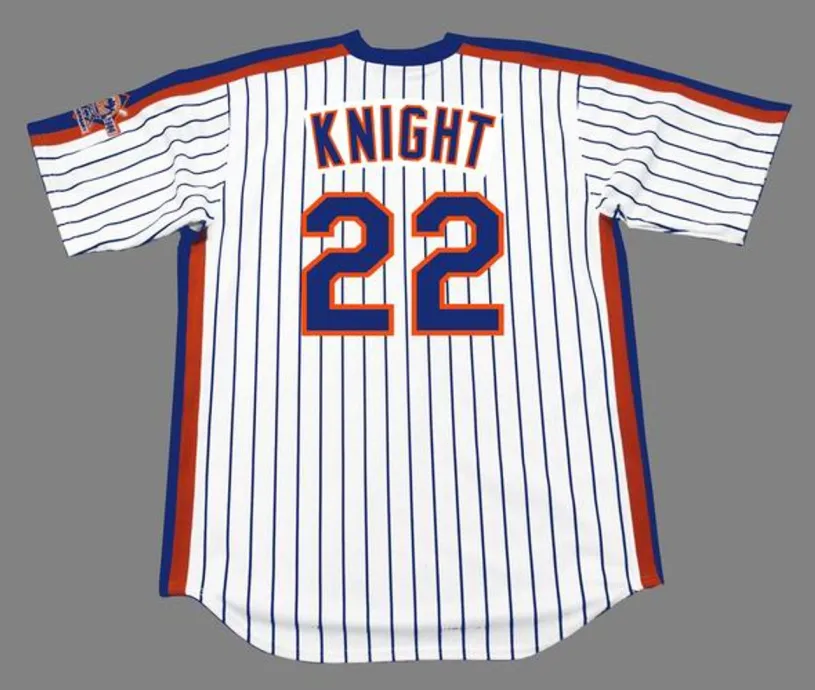 RAY KNIGHT New York Mets 1986 Majestic Cooperstown Home Baseball Jersey 