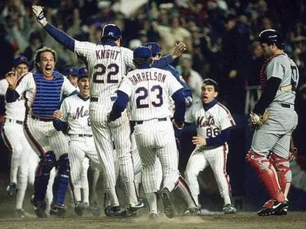 RAY KNIGHT New York Mets 1986 Majestic Cooperstown Home Baseball Jersey 