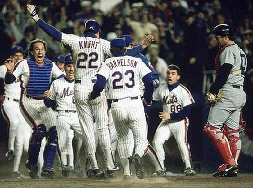 RAY KNIGHT New York Mets 1986 Majestic Cooperstown Home Baseball Jersey 